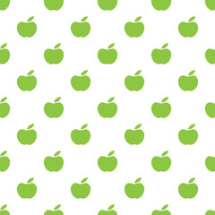 Vector seamless pattern with green apples. Apple background.
