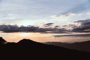 Mountain and sky at sunset