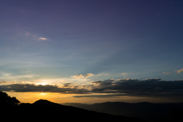 Mountain and sky at sunset