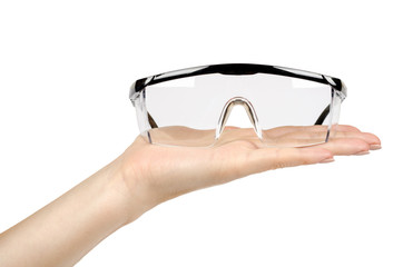 Protective workwear to protect human eyes, safety glasses with hand
