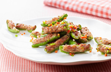 Delicious Chinese cuisine, lentil with meat