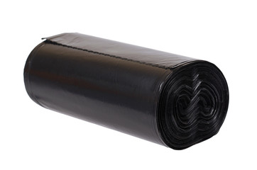 roll of black plastic garbage bags for trash