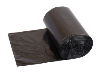 roll of black plastic garbage bags for trash