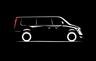 simple silhouette contour minibus