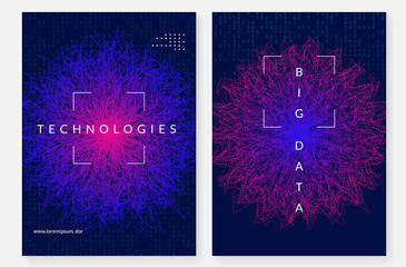 Big data background. Technology for visualization, artificial intelligence, deep learning and quantum computing. Design template for connection concept. Futuristic big data backdrop.
