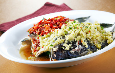 Delicious Chinese cuisine, chopped fish head