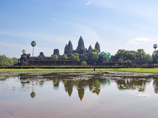 Fototapeta na wymiar Angkor Wat in Cambodia is the largest religious monument in the world and a World heritage, Seam Reap City, Cambodia in 2012 , 9th December.