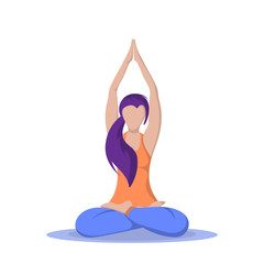 Beautiful woman training yoga poses. Girl exercises pilates