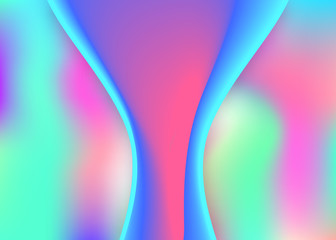 Fluid background. Circle invitation, magazine template. Vivid gradient mesh. Holographic 3d backdrop with modern trendy blend. Fluid background with liquid dynamic elements and shapes.