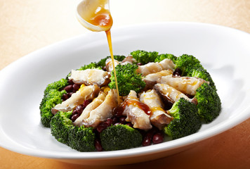 Delicious Chinese cuisine, mushrooms and meat