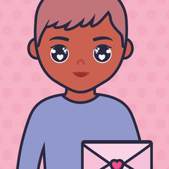 Obraz premium teenager boy young with love envelope