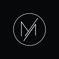 Creative and Minimalist Letter M Logo Design Icon, Editable in Vector Format in Black and White Color