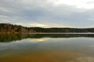 Lake in the forest in autumn