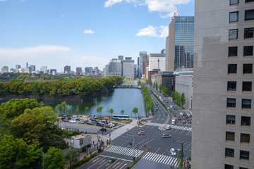 日比谷交差点 皇居の堀丸の内大手町の高層ビル群など 05