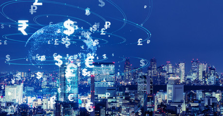 Financial technology concept. FinTech. Foreign exchange.