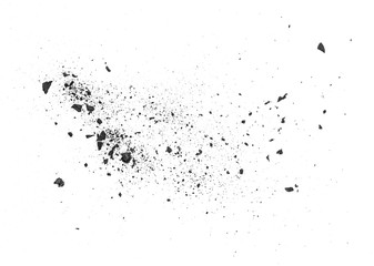 Black coal dust with fragments isolated on white background