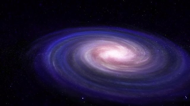 Space Flight Towards a Spiral Galaxy - 3D Animation.  Background Star Image Furnished by NASA.
