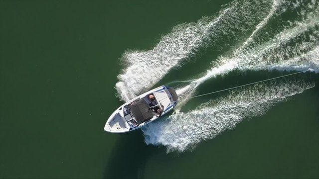 Drone Shot, Aerial following a wake boarder