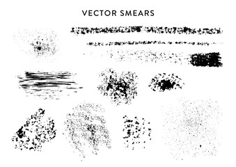 Vector set of handmade grunge stains, imprints