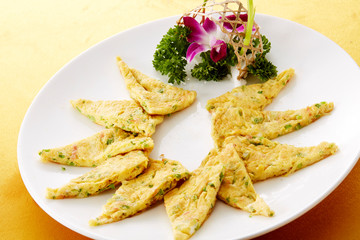 Delicious Chinese cuisine, chives and omelet