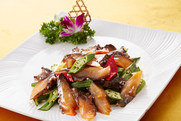 Delicious Chinese cuisine, fried sea cucumber