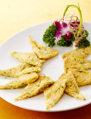 Delicious Chinese cuisine, chives and omelet