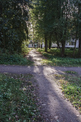 Obraz premium path to house standing in depths of park