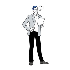 シンプル ビジネスマン 男性 悩む イラスト Wall Mural マツ シンプル ビジネスマン 男性 悩む イラスト Wall Mural マツ