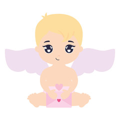 little cupid baby with love envelope