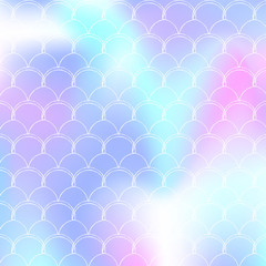 Gradient mermaid background with holographic scales.