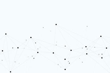 Abstract polygonal background with connected lines and dots. Minimalistic geometric pattern. Molecule structure and communication. Graphic plexus background. Science, medicine, technology concept