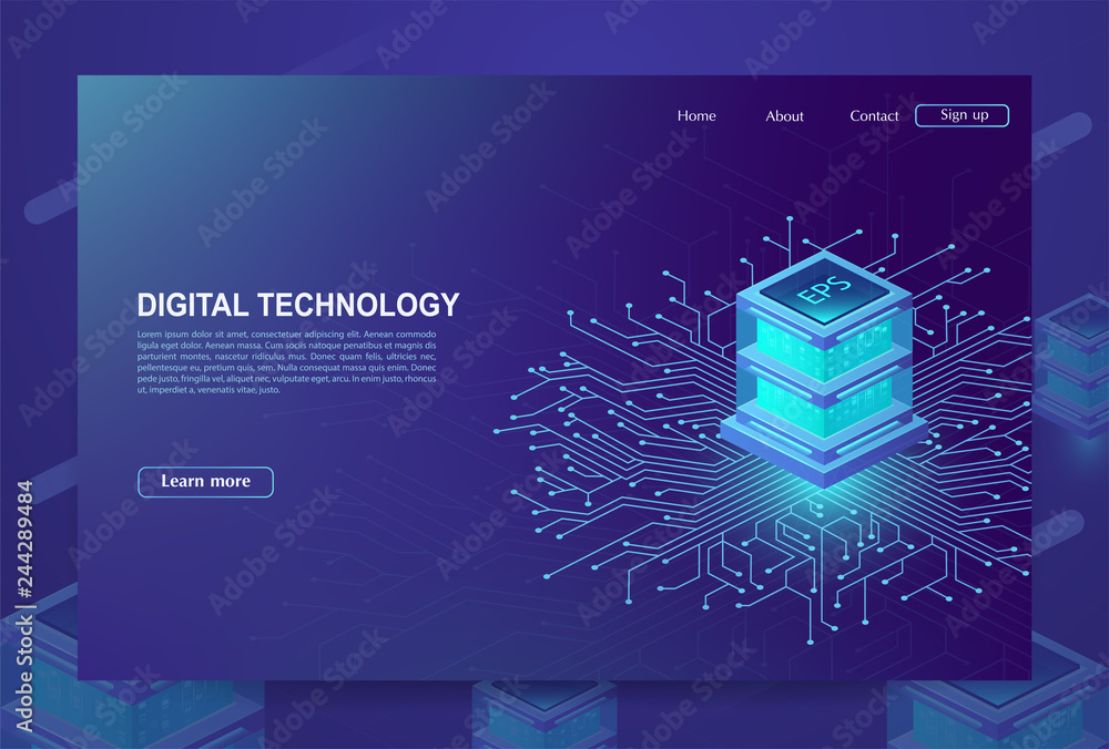 Fototapete ai. concept of big data processing center, cloud database, station of future, data mining, energy se
