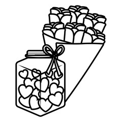 heart love with roses bouquet valentines