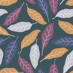 Tropical background with palm leaves. Seamless floral pattern. Summer vector illustration. Flat jungle print