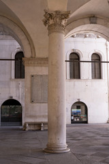Corinthian column under Loggia  building, Brescia, Italy