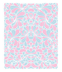 Rose Quartz and Serenity trendy colors of the year 2016 in the pattern. Doodle style ornament with floral elements. For fabric textile or print design