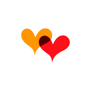 Hearts icon yellow and red on white