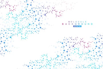 Structure molecule and communication. Dna, atom, neurons. Scientific concept for your design. Connected lines with dots. Medical, technology, chemistry, science background. Vector illustration.