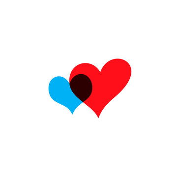Hearts icon blue and red on white