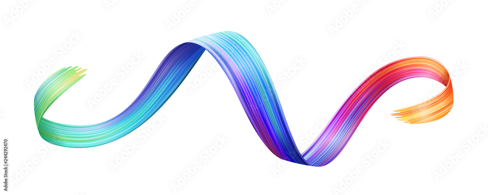 Poster wavy colorful brushstroke or curvy ribbon shape of brush paint, backdrop texture made with felt-tip 