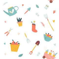 Vector seamless pattern with garden tools