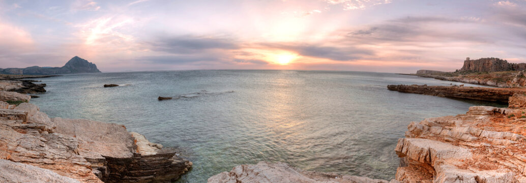 Macari beach surprised at sunset, Sicily, Italy