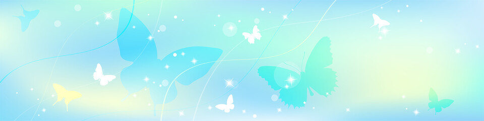 Abstract spring summer background in light pastel color, environmental theme with butterfly and tree
