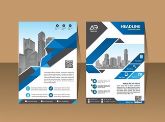 Vector Business brochure, flyers design template, company profile, magazine, poster, annual report, book & booklet cover, with green wavy line, and cityscape vector in background elements, size a4.
