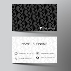 Illustration business card design. Black and white color on gray background EPS10. 