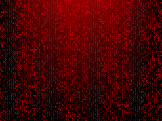 Abstract technology red background with computer code. Programming, hacker, coding, bitcoin vector illustration