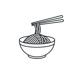 Korean, Japanese, Chinese food. Bowl with noodles. Vector illustration