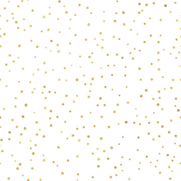 Glitter gold seamless pattern with polka dots. Hipster trendy effect. EPS 10