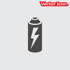 Battery icon isolated sign symbol and flat style for app, web and digital design. Vector illustration.