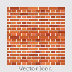 Brick work Icon isolated of flat style. Vector illustration.